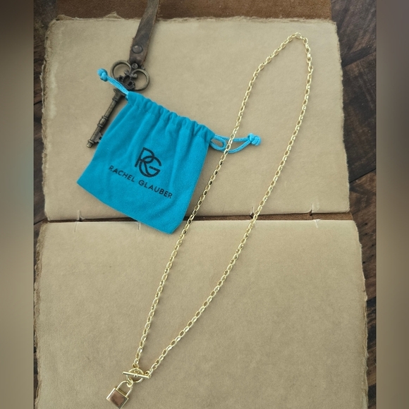 Rachel Glauber 14k Gold Plated Locket Charm Necklace. New no tags.Stylish 14k - Picture 3 of 8